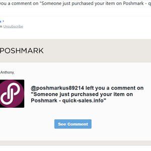 Be Aware Not for sale: False Poshmark email.